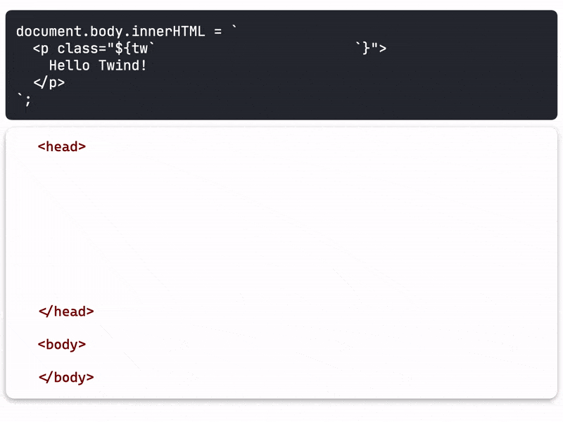 Example showing how Twind injects styles at runtime